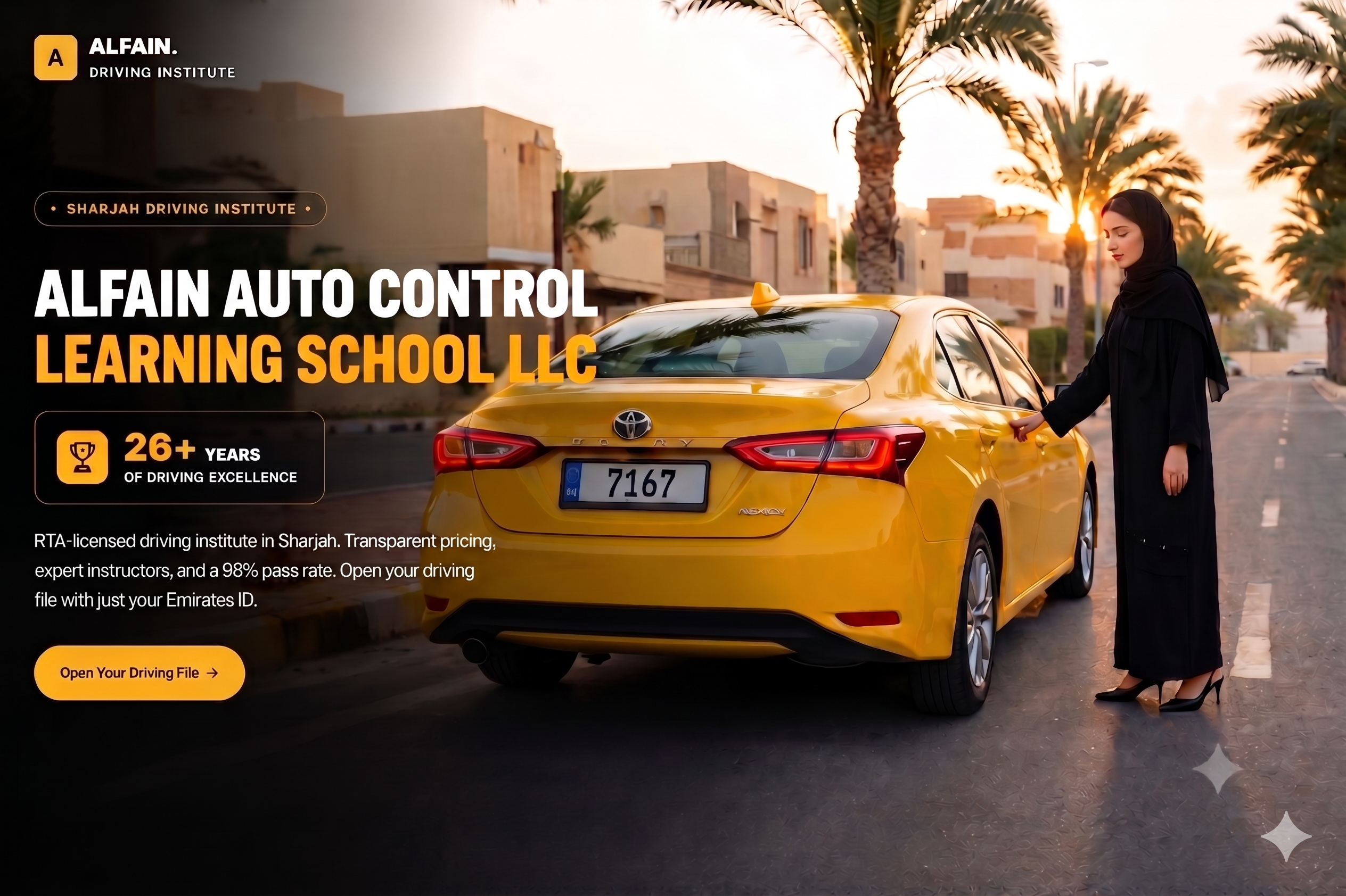 Driving lesson with Alfain driving school in Sharjah